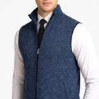 Brandon | Men's Sleeveless Zip Cardigan, Smart Casual Gilet | Bella Blue