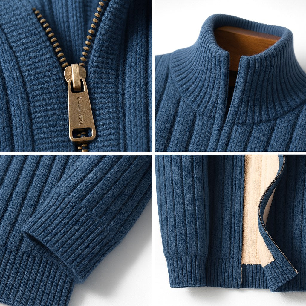 Brandon | Men's Zip Cardigan, Refined Knit Layer | Bella Blue