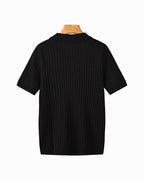 Brett | Men's Cotton Ribbed Polo Shirt, Short-Sleeve Casual Shirt | Bella Blue