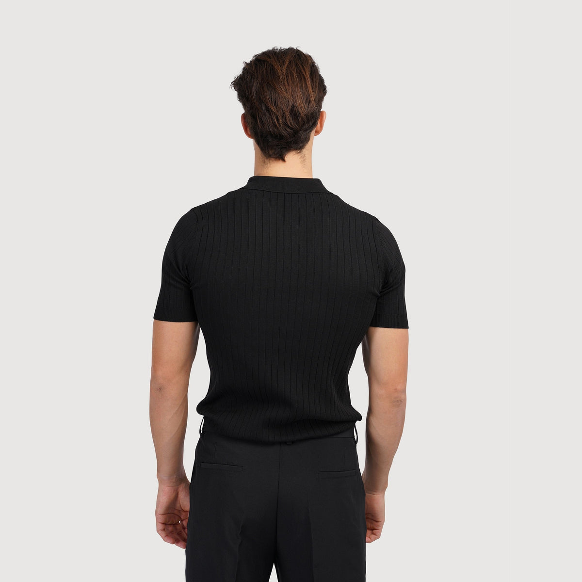 Brett | Men's Cotton Ribbed Polo Shirt, Short-Sleeve Casual Shirt | Bella Blue