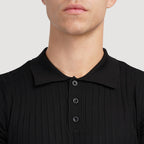 Brett | Men's Cotton Ribbed Polo Shirt, Short-Sleeve Casual Shirt | Bella Blue