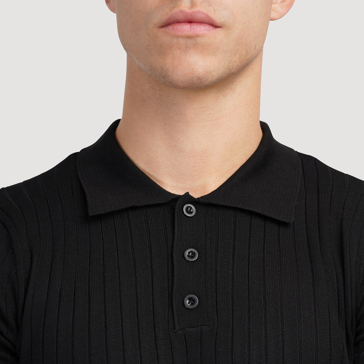 Brett | Men's Cotton Ribbed Polo Shirt, Short-Sleeve Casual Shirt | Bella Blue