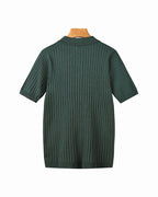 Brett | Men's Cotton Ribbed Polo Shirt, Short-Sleeve Casual Shirt | Bella Blue