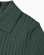 Brett | Men's Cotton Ribbed Polo Shirt, Short-Sleeve Casual Shirt | Bella Blue