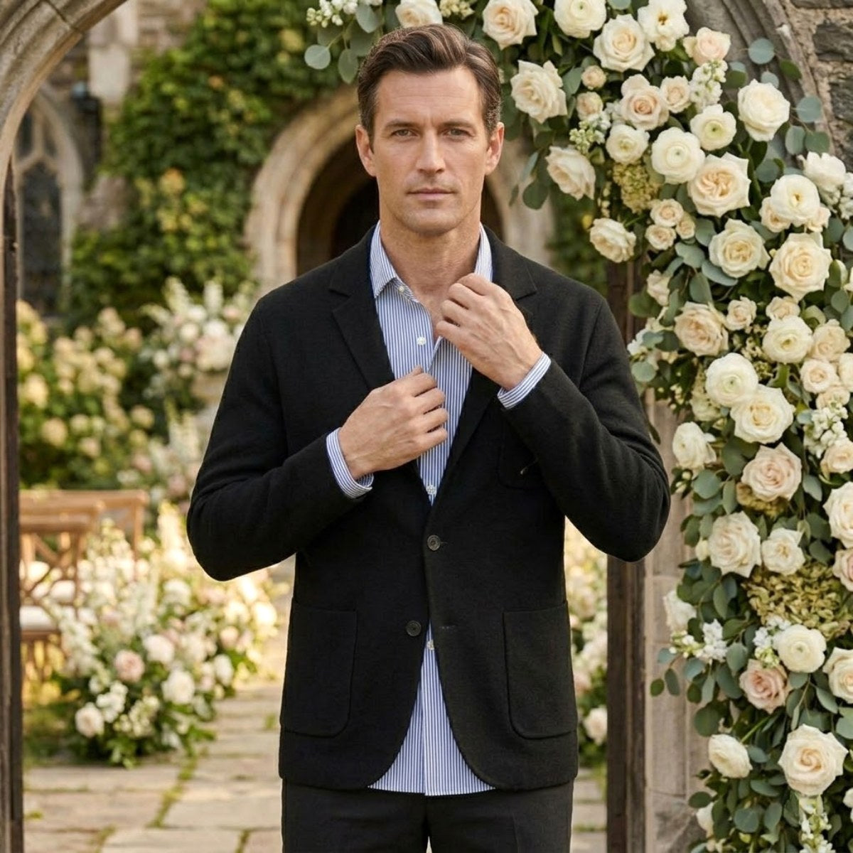 Brett | Men's Oxford Cotton Blazer, Smart Summer Jacket | Bella Blue