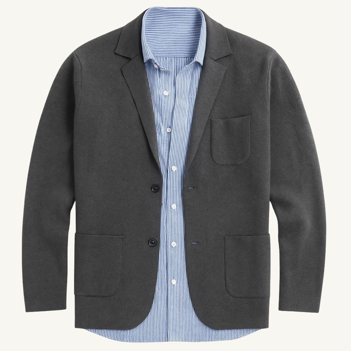 Brett | Men's Oxford Cotton Blazer, Smart Summer Jacket | Bella Blue | Brown