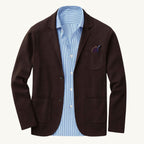 Brett | Men's Oxford Cotton Blazer, Smart Summer Jacket | Bella Blue | Black