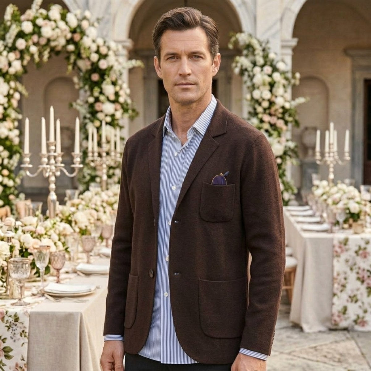 Brett | Men's Oxford Cotton Blazer, Smart Summer Jacket | Bella Blue