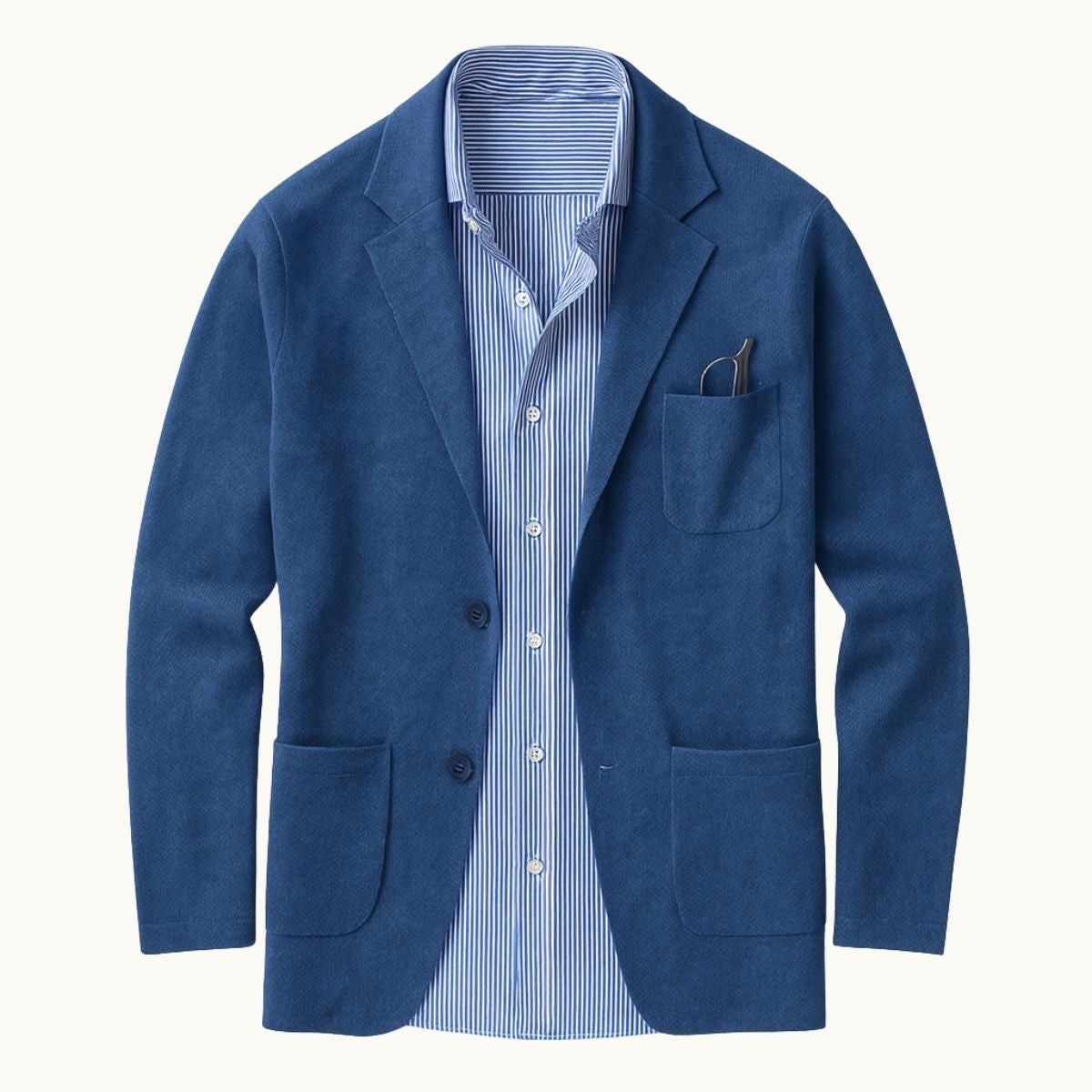 Brett | Men's Oxford Cotton Blazer, Smart Summer Jacket | Bella Blue
