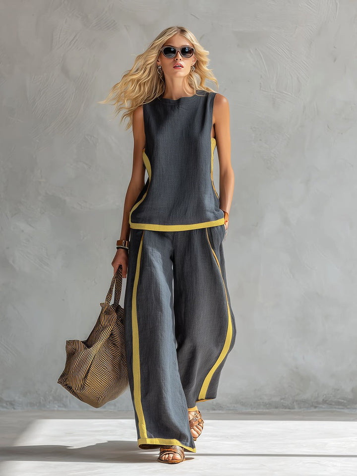Brielle | Women's Modern Graphic Two-Piece Set - Blu navy
