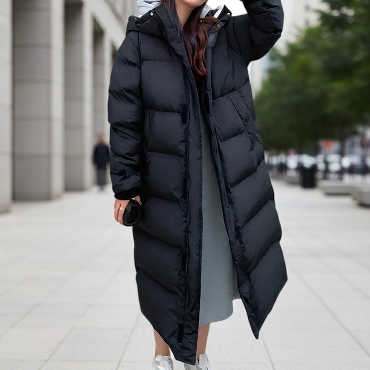 Brigitte | Women's Waterproof Quilted Parka Jacket, Long Hooded Winter Coat | Bella Blue