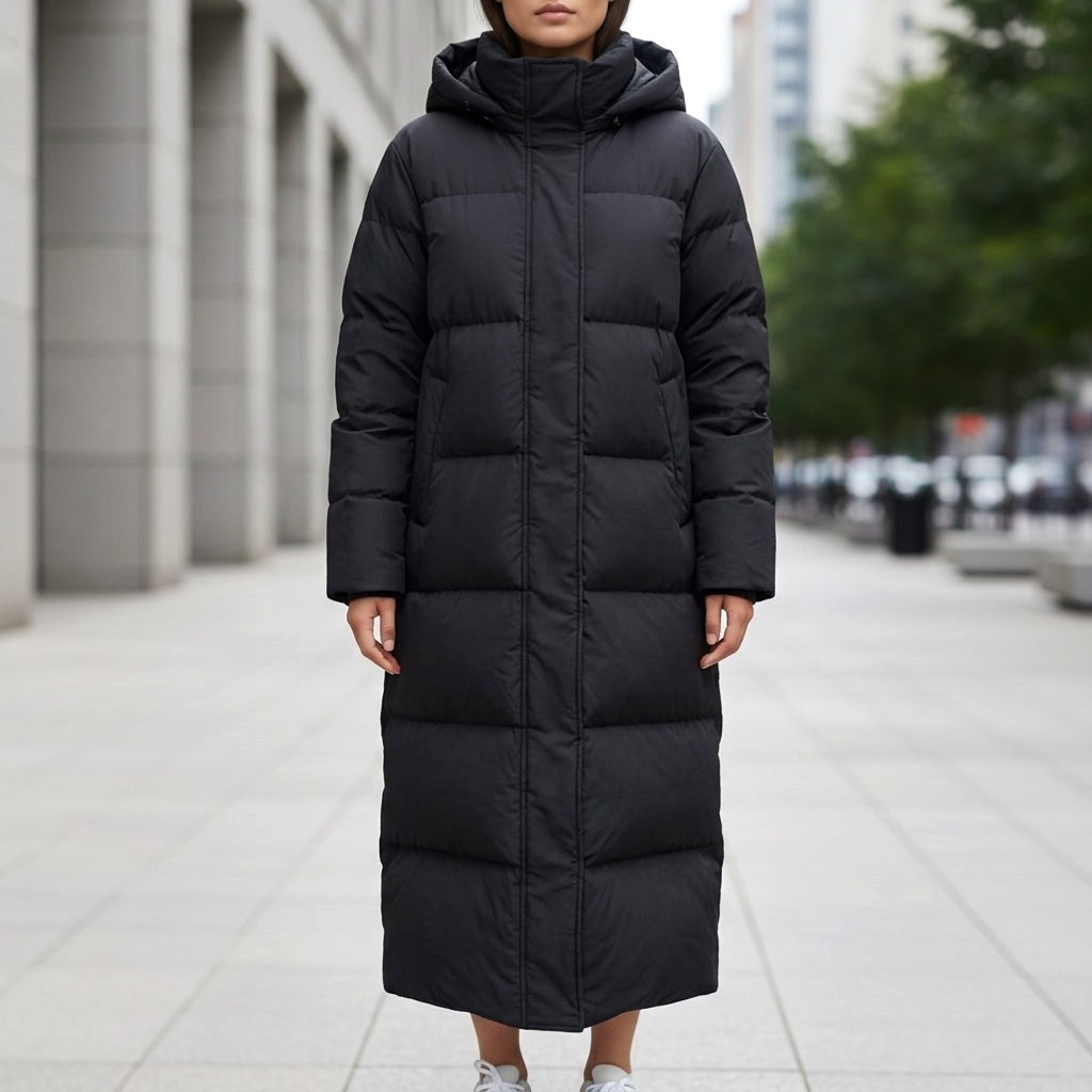 Brigitte | Women's Waterproof Quilted Parka Jacket, Long Hooded Winter Coat | Bella Blue