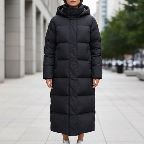 Brigitte | Women's Waterproof Quilted Parka Jacket, Long Hooded Winter Coat | Bella Blue