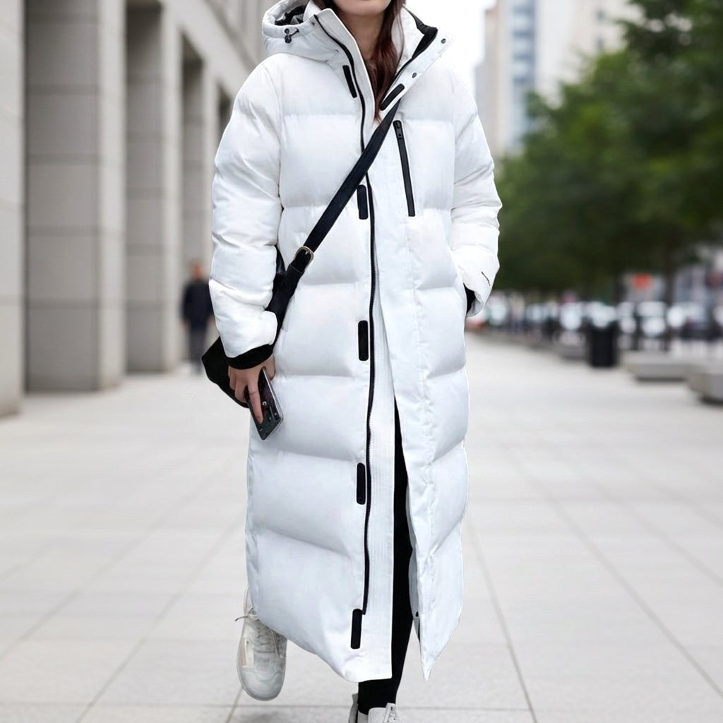 Brigitte | Women's Waterproof Quilted Parka Jacket, Long Hooded Winter Coat | Bella Blue