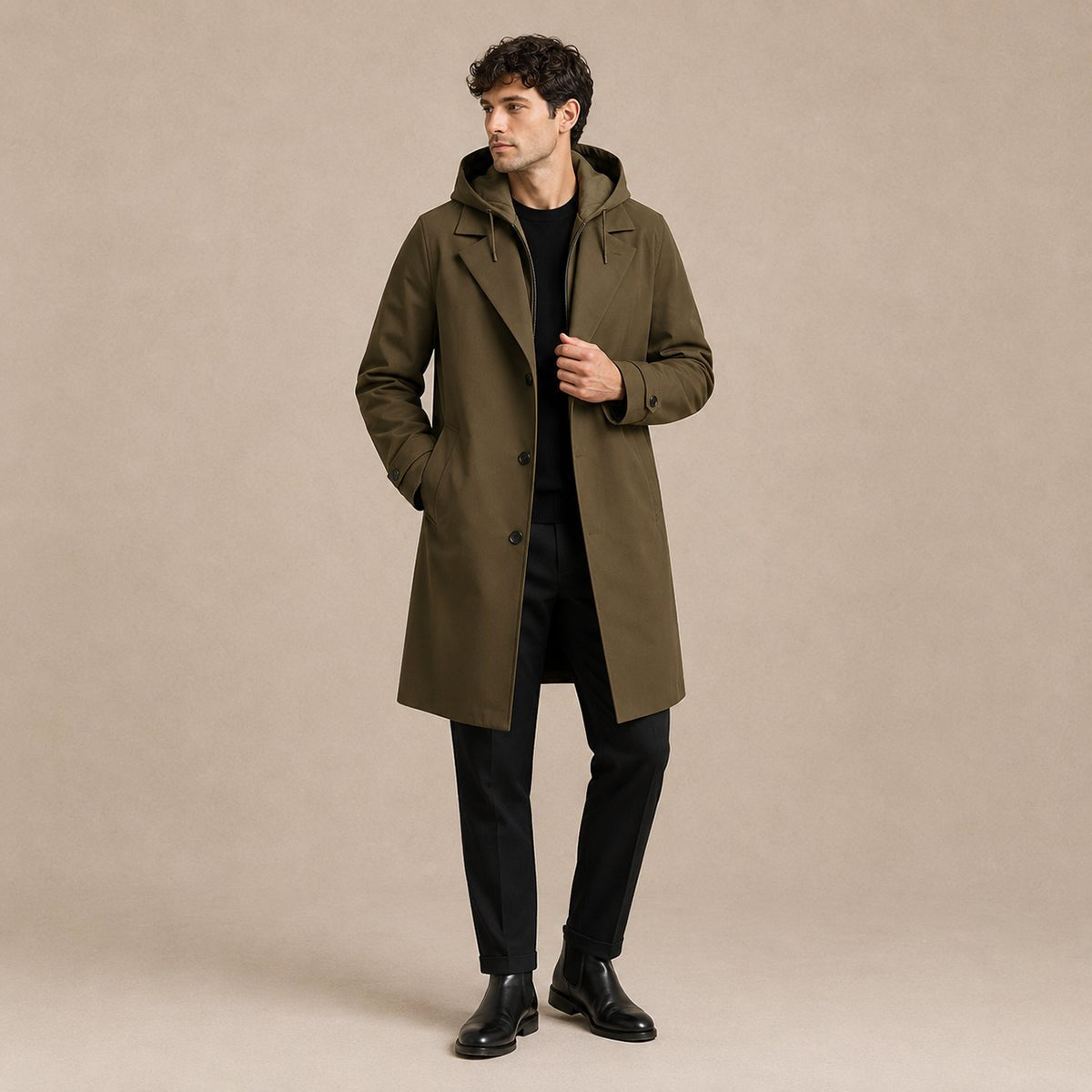 Brody | Men's Waterproof Hooded Parka, Long Rain Coat | Bella Blue