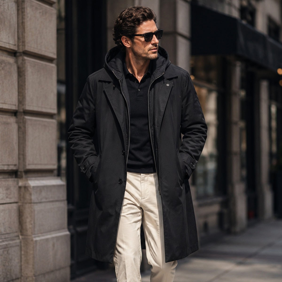 Brody | Men's Waterproof Hooded Parka, Long Rain Coat | Bella Blue