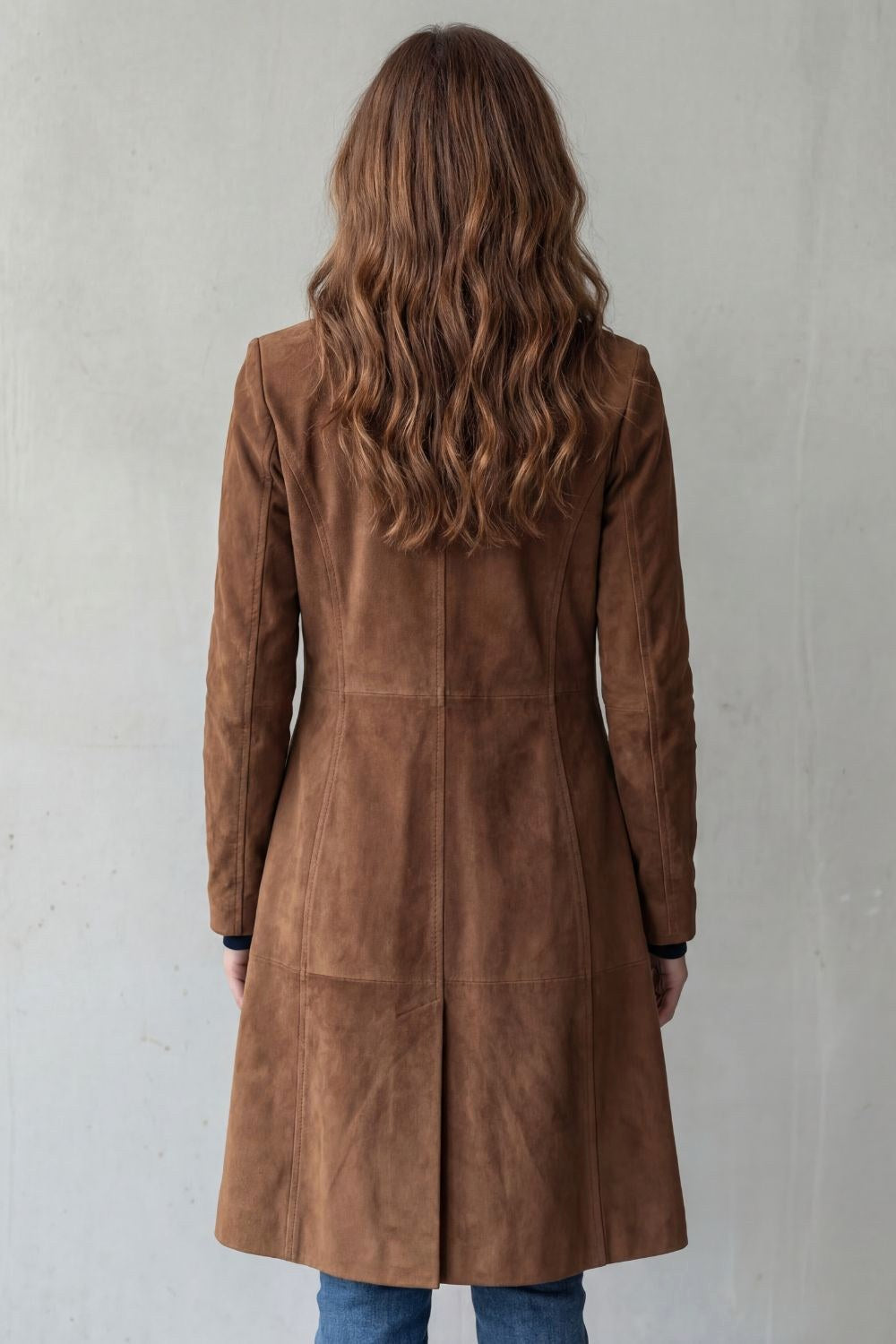 Brooke | Women's Long Button-Front Wool Coat, Tailored Winter Coat | Bella Blue | Charcoal