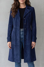 Brooke | Women's Long Button-Front Wool Coat, Tailored Winter Coat | Bella Blue