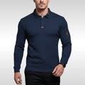 Bruno | Men's Polo Shirt with Signature Collar and Arm Zip, Elegant Polo Shirt | Bella Blue | Blue