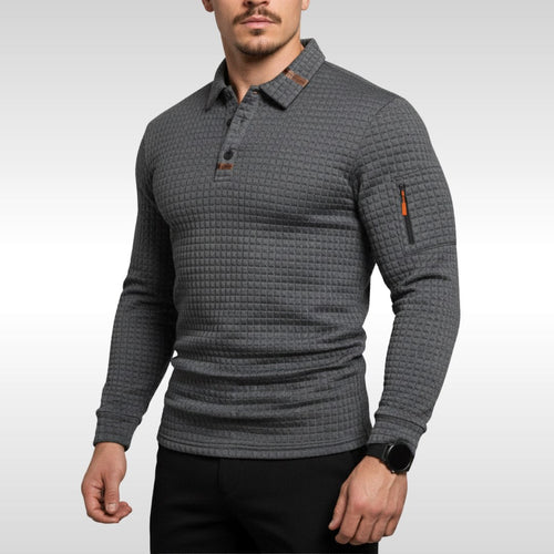 Bruno | Men's Polo Shirt with Signature Collar and Arm Zip, Elegant Polo Shirt | Bella Blue | Blue