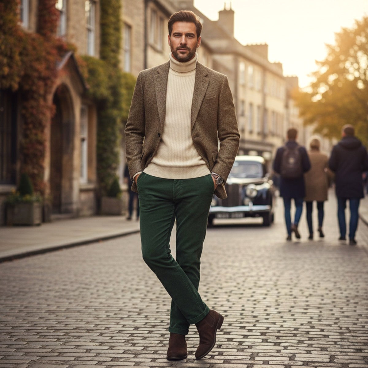 Bryce | Men's Classic Herringbone Tweed Blazer, Tailored Smart Jacket | Bella Blue