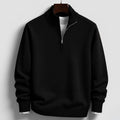 Burkhard | Men's Jumper with Zip, Structured Jumper | Bella Blue | Black