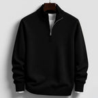 Burkhard | Men's Jumper with Zip, Structured Jumper | Bella Blue | Black