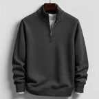 Burkhard | Men's Jumper with Zip, Structured Jumper | Bella Blue | Black