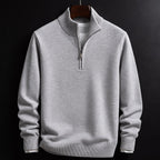 Burkhard | Men's Jumper with Zip, Structured Jumper | Bella Blue | Black