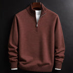 Burkhard | Men's Jumper with Zip, Structured Jumper | Bella Blue | Black