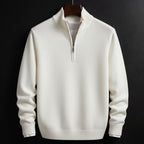 Burkhard | Men's Jumper with Zip, Structured Jumper | Bella Blue | Black