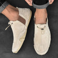 Caleb | Men's Slip-On Shoes with Elastic Side Panels, Casual Slip-On Shoes | Bella Blue | Beige