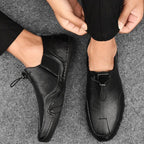 Caleb | Men's Slip-On Shoes with Elastic Side Panels, Casual Slip-On Shoes | Bella Blue | Black