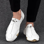 Caleb | Men's Slip-On Shoes with Elastic Side Panels, Casual Slip-On Shoes | Bella Blue | White