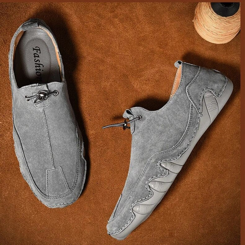 Caleb | Men's Slip-On Shoes with Elastic Side Panels, Casual Slip-On Shoes | Bella Blue | Gray