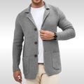 Caleb | Men's Textured Knit Cardigan, Relaxed-Fit Everyday Cardigan | Bella Blue | Grey