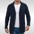 Caleb | Men's Textured Knit Cardigan, Relaxed-Fit Everyday Cardigan | Bella Blue | Beige