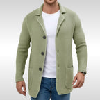 Caleb | Men's Textured Knit Cardigan, Relaxed-Fit Everyday Cardigan | Bella Blue | Green