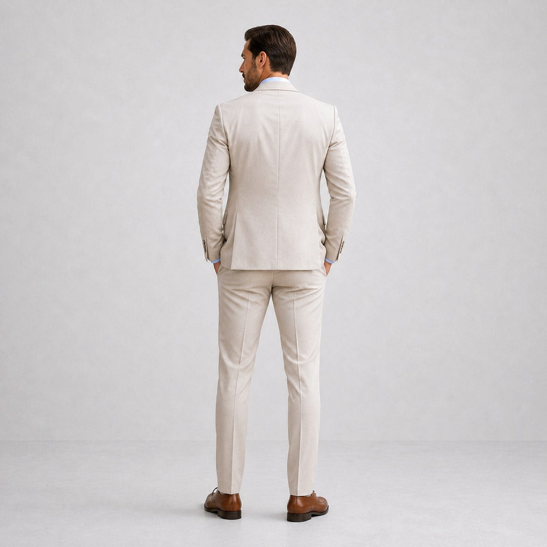Callum | Men's Linen Three-Piece Suit with Waistcoat, Tailored Blazer Suit | Bella Blue | Grey