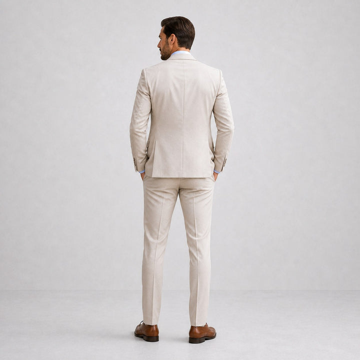Callum | Men's Linen Three-Piece Suit with Waistcoat, Tailored Blazer Suit | Bella Blue | Grey
