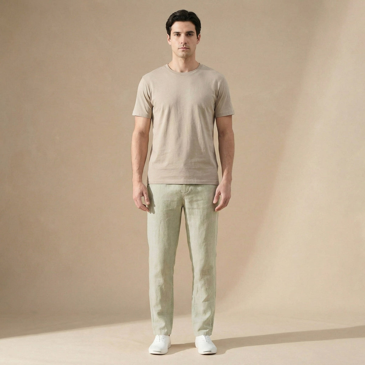 Callum | Men's Tapered Linen Trousers, Casual Everyday Trousers | Bella Blue