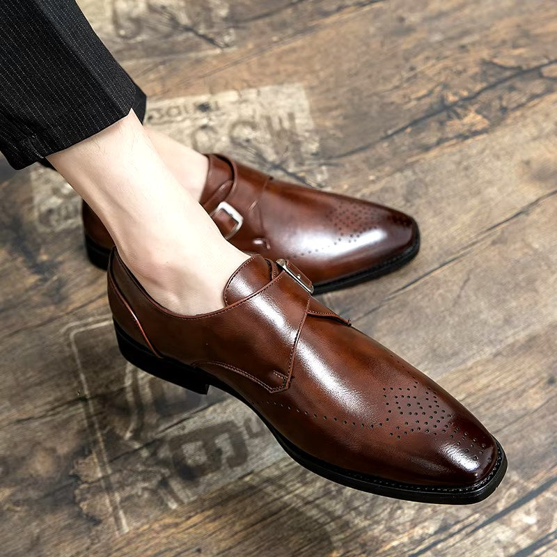 Cameron | Men's Dress Shoes with Single Strap Buckle, Formal Strap Loafers | Bella Blue