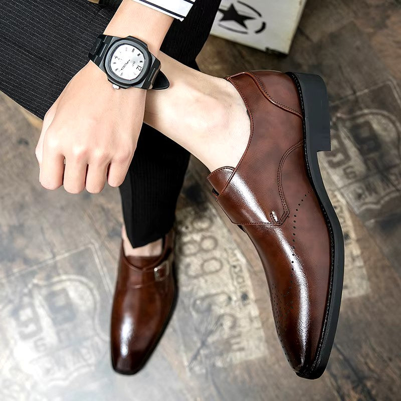 Cameron | Men's Dress Shoes with Single Strap Buckle, Formal Strap Loafers | Bella Blue