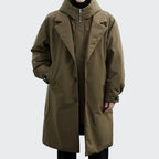Cameron | Men's Hooded Mid-Length Trench Coat, Structured Autumn Coat | Bella Blue