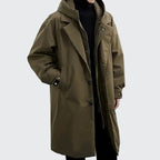Cameron | Men's Hooded Mid-Length Trench Coat, Structured Autumn Coat | Bella Blue