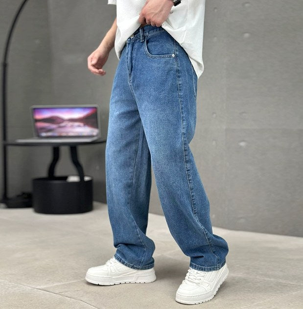 Cameron | Men's Straight Leg Cotton Jeans, Classic Everyday Jeans | Bella Blue