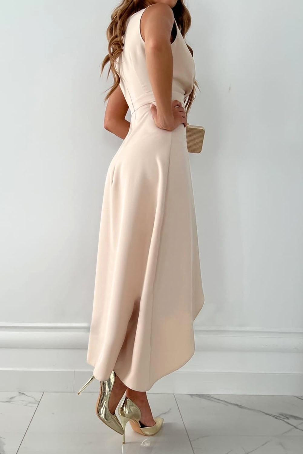 Camilla | Women's Wrap-Front Maxi Dress, Asymmetric Drapery Evening Dress | Bella Blue