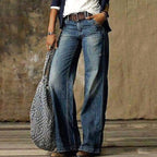 Camille | Women's High-Waist Wide-Leg Jeans, Relaxed Straight Denim Jeans | Bella Blue | Blue