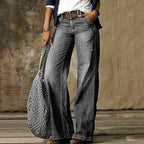 Camille | Women's High-Waist Wide-Leg Jeans, Relaxed Straight Denim Jeans | Bella Blue | Light Grey