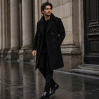 Carson | Men's Double Breasted Wool Trench Coat, Long Tailored Coat | Bella Blue